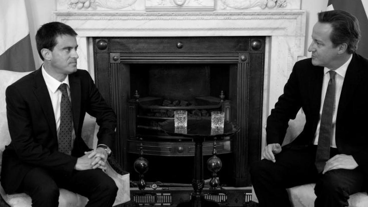 Frankrikes premiärminister Manuel Valls och Storbritanniens premiärminister David Cameron. Arkivbild.
