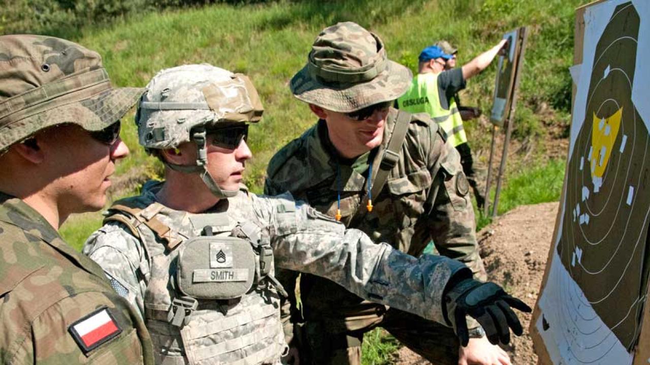 Amerikanska 173:de luftburna brigaden utbildar polska armén 2014. 