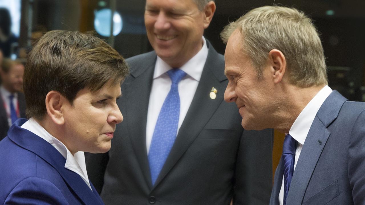 Polens premiärminister Beata Szydło och Europeiska rådets ordförande Donald Tusk. Arkivbild.