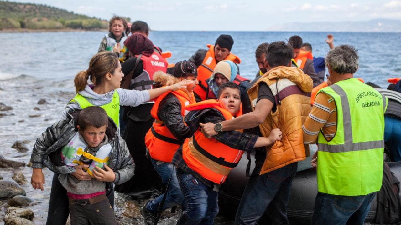 Flyktingar anländer Grekland. Arkivbild.