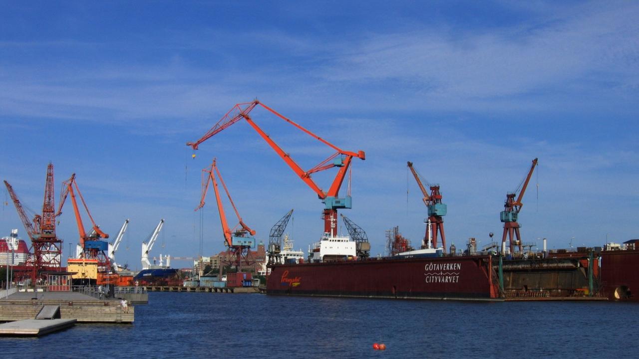 Göteborg: Sveriges och Nordens största exporthamn. Arkivbild.