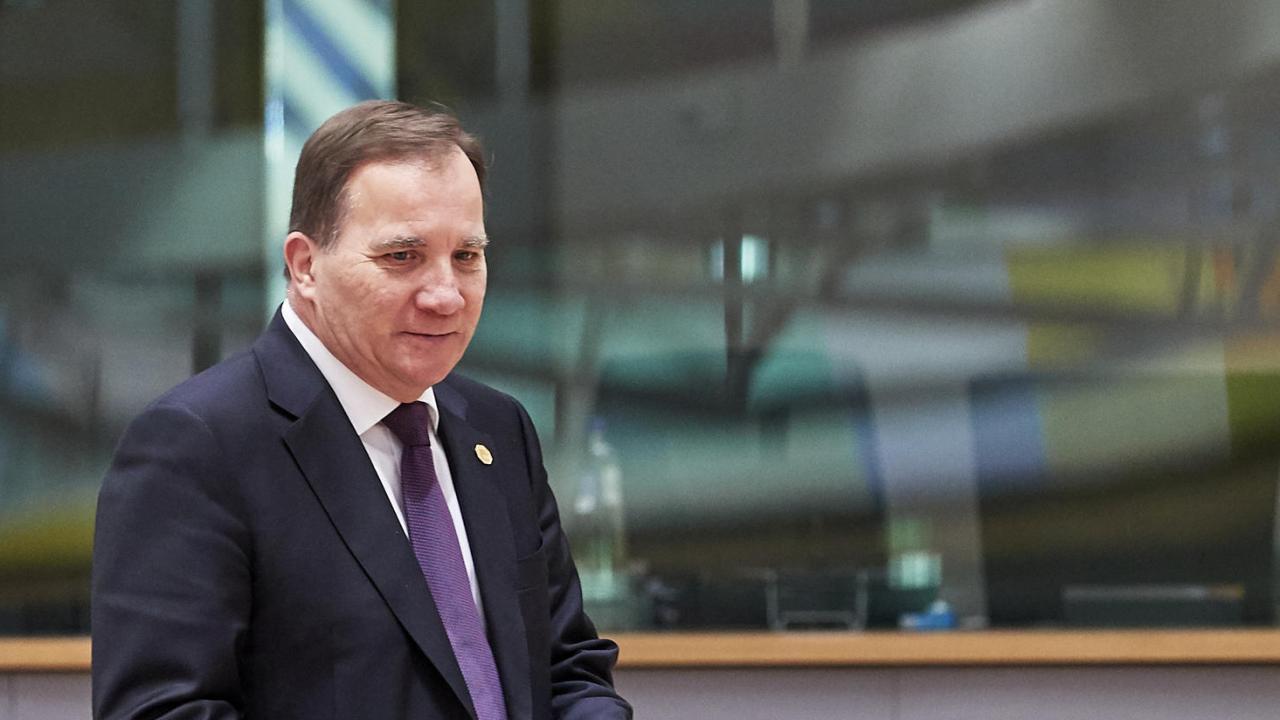 Statsminister Stefan Löfven under EU-toppmötet i Bryssel.