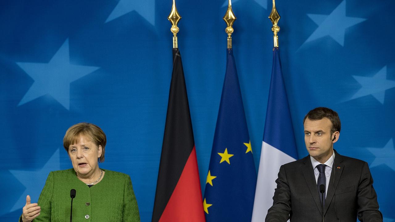 Tysklands förbundskansler Angela Merkel och Frankrikes president Emmanuel Macron. Arkivbild.