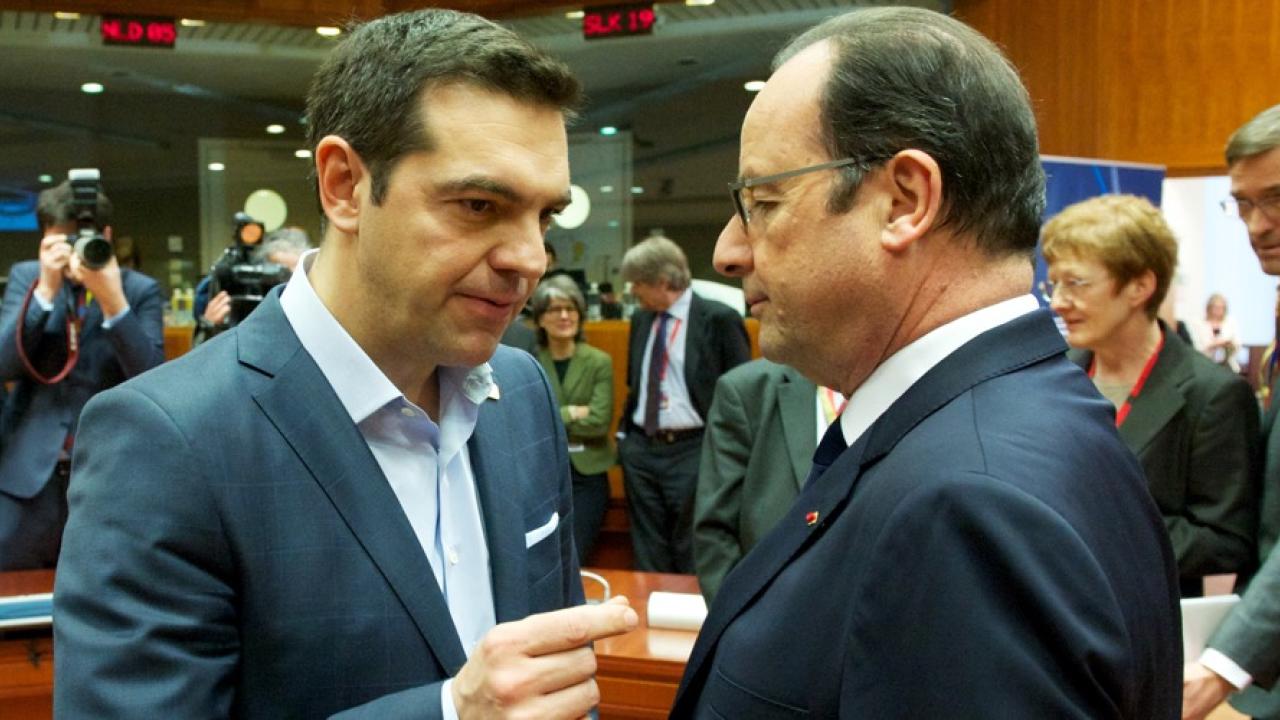 Alexis Tsipras i samtal med François Hollande. Arkivbild.