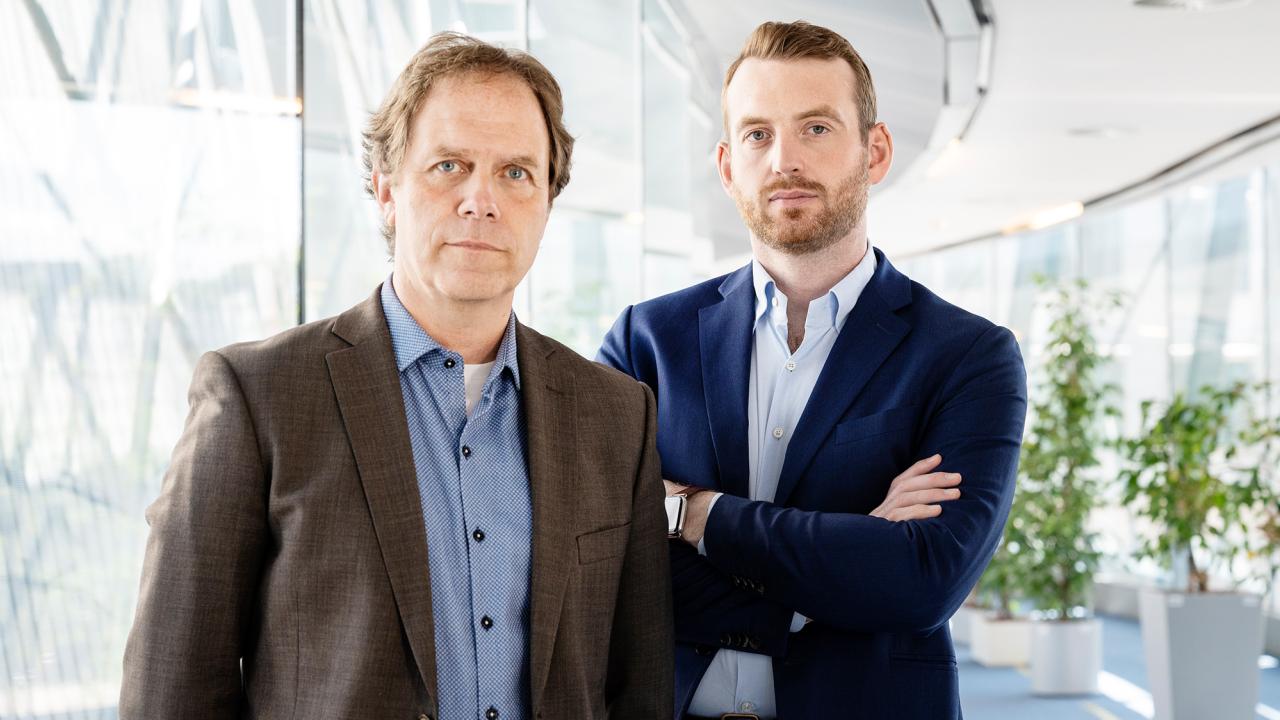 Europaparlamentarikerna Pär Holmgren (MP) och  Jakop Dalunde (MP).  