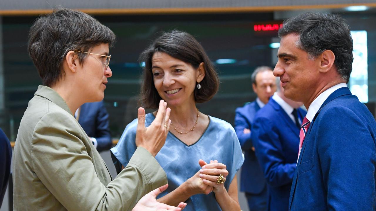 Europaministrarna Anna Lührmann (Tyskland), Laurence Boone (Frankrike) och Tiago Antunes (Portugal). Arkivbild.