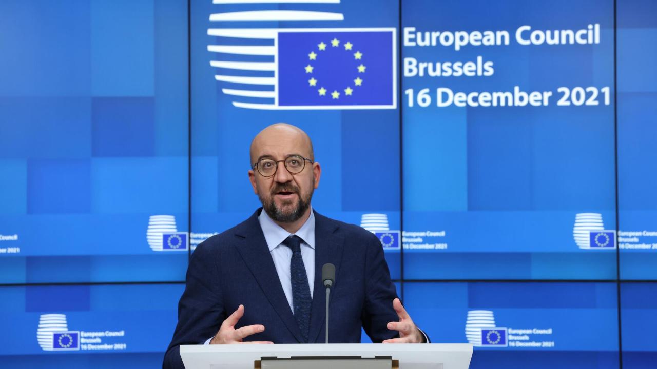 Ministerrådets ordförande Charles Michel säger efter toppmötet i Bryssel att EU-ledarna inte kunde enas om några slutsatser i energifrågan.