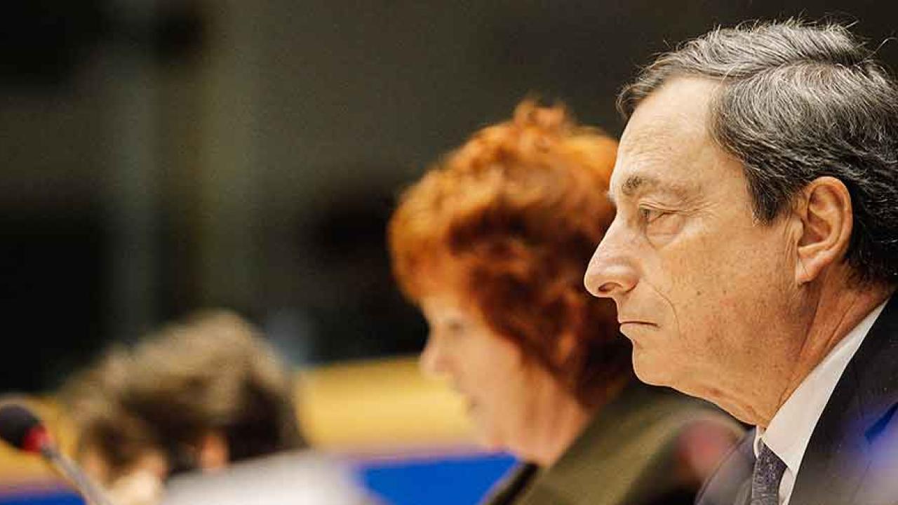 Chefen för Europeiska centralbanken, ECB, under måndagens utfrågning i EU-parlamentet.