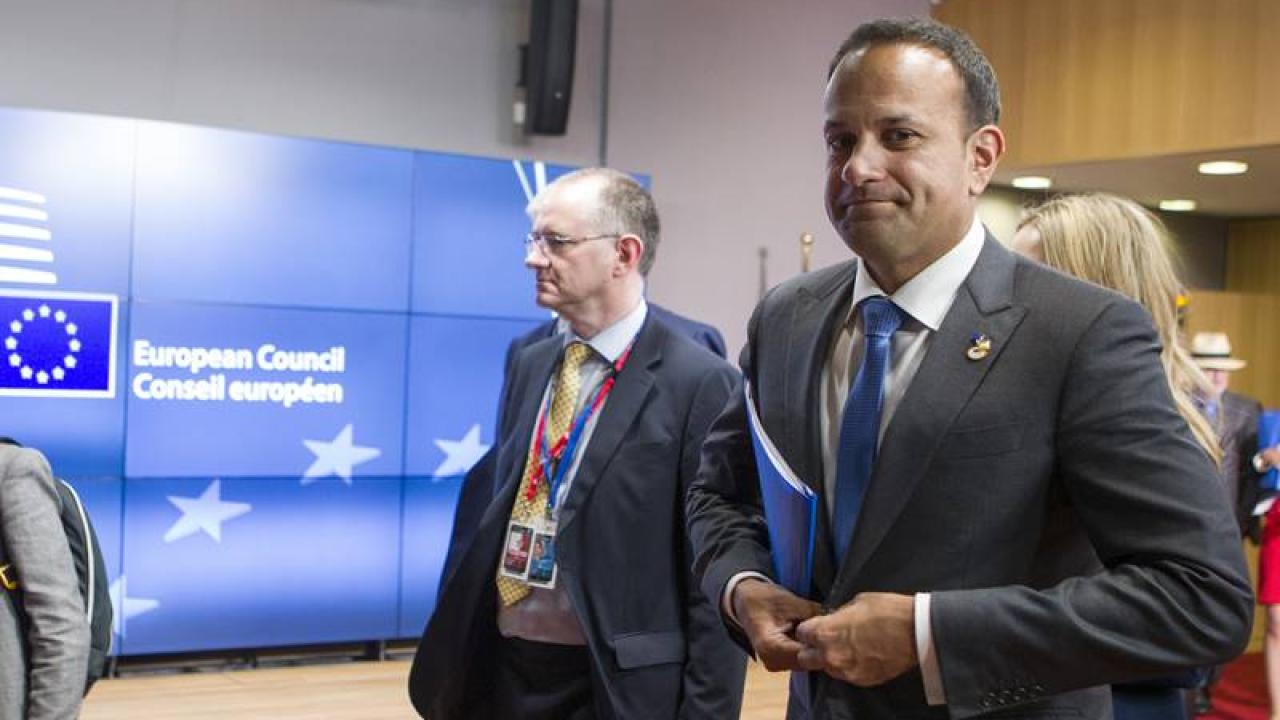 Irlands premiärminister Leo Varadkar vill inte ha kontroller längs gränsen till Nordirland. (Arkivbild)