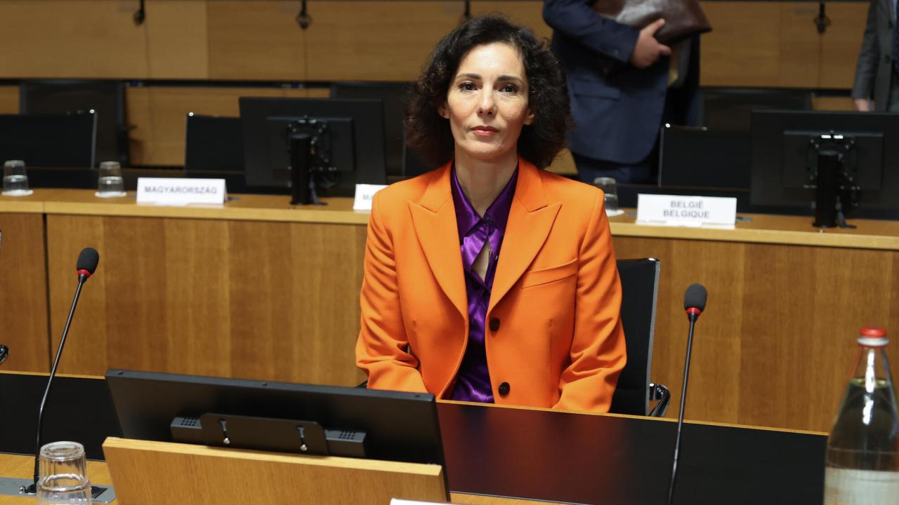 Belgiens utrikesminister Hadja Labibs uttalanden om Kina i belgisk media väckte ont blod hos den kinesiska regimen. Bild från EU:s utrikesministrars rådsmöte i oktober. 