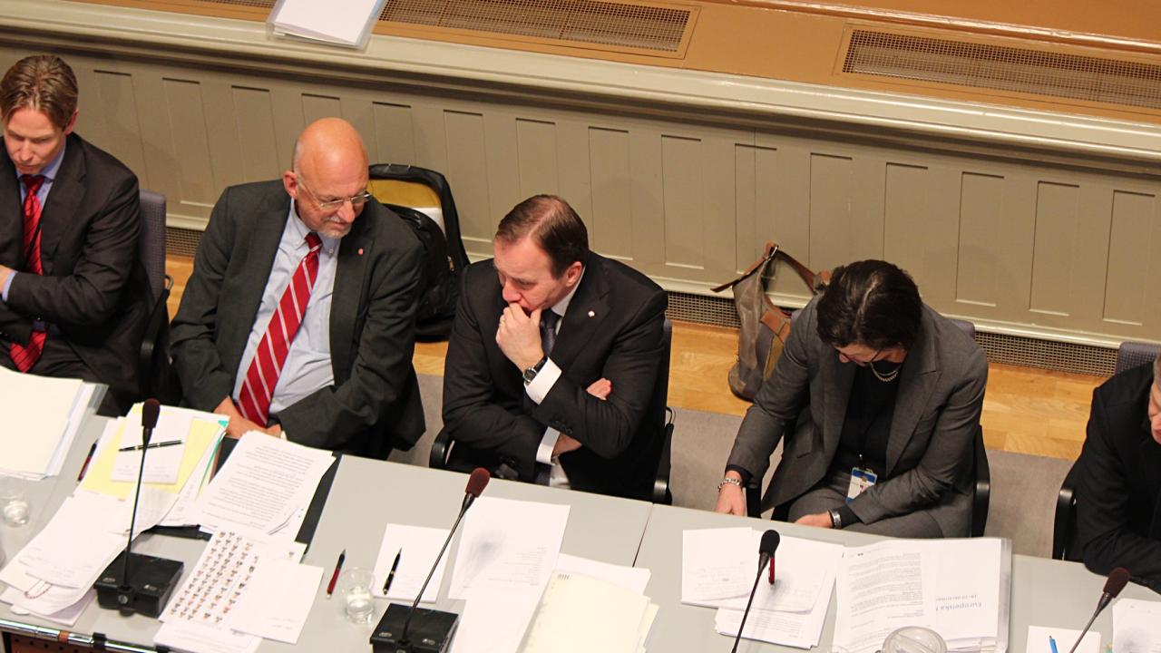 Statsminister Stefan Löfven (S) i riksdagens EU-nämnd. Arkivbild.
