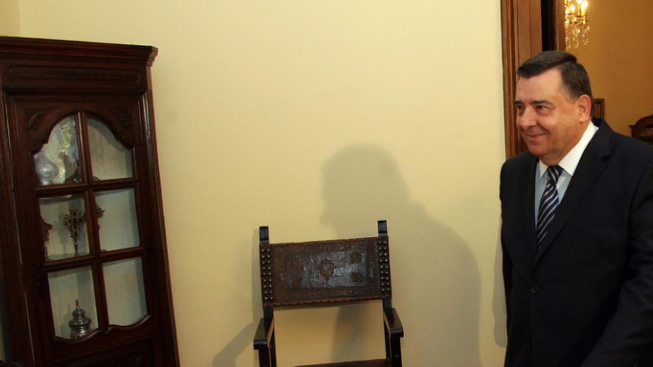 Georgios Karatzaferis efter ett tidigare möte med den grekiske presidenten. Arkivbild.