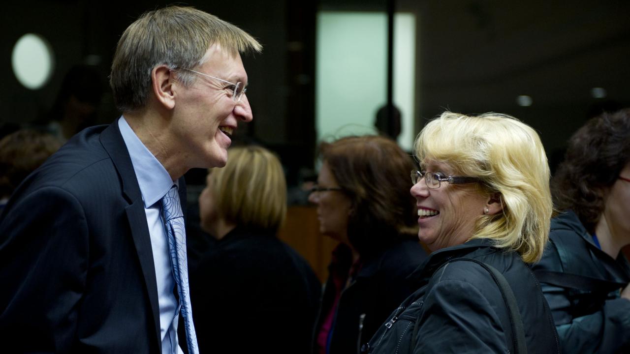 EU:s miljökommissionär Janez Potočnik och miljöminister Lena Ek (C). Arkivbild.