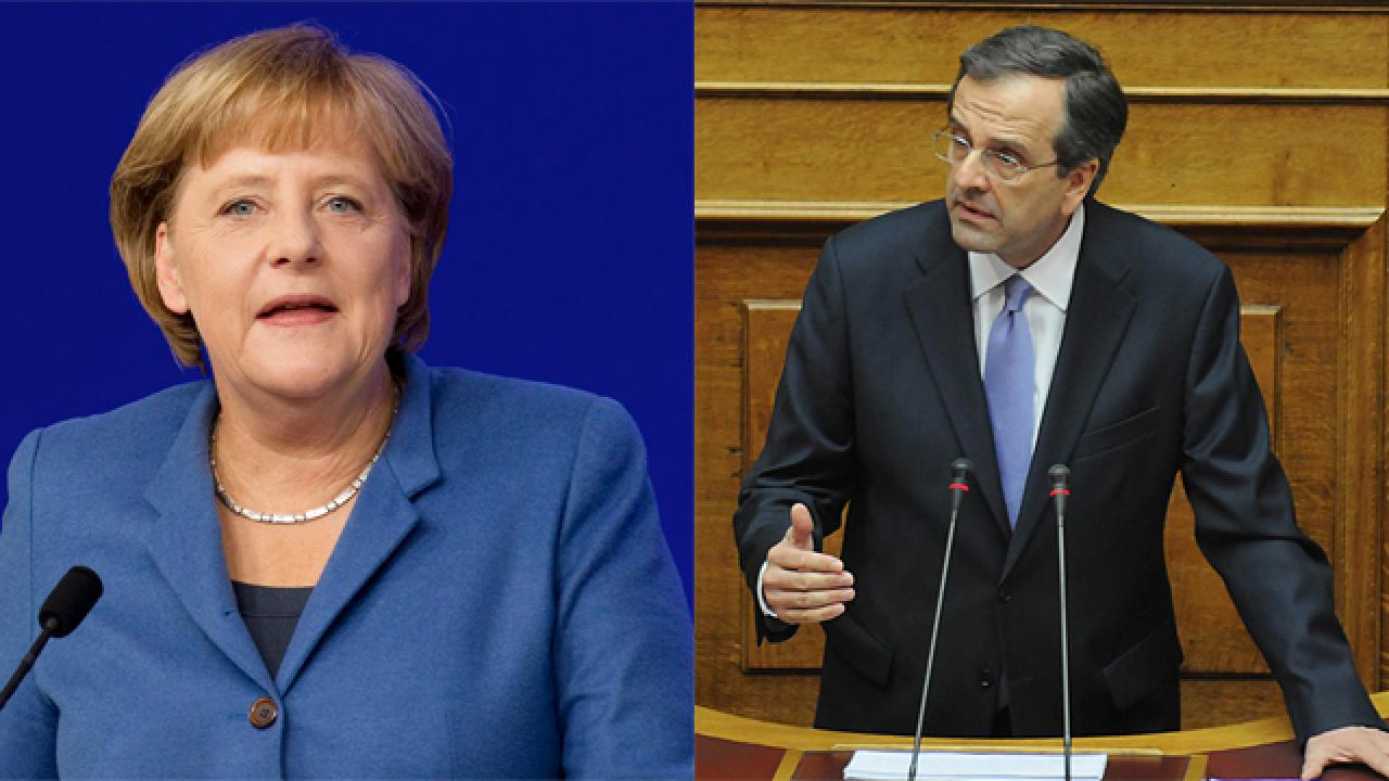 Tysklands förbundskansler Angela Merkel och Greklands premiärminister Antonis Samaras träffas under två dagar. Arkivbild.