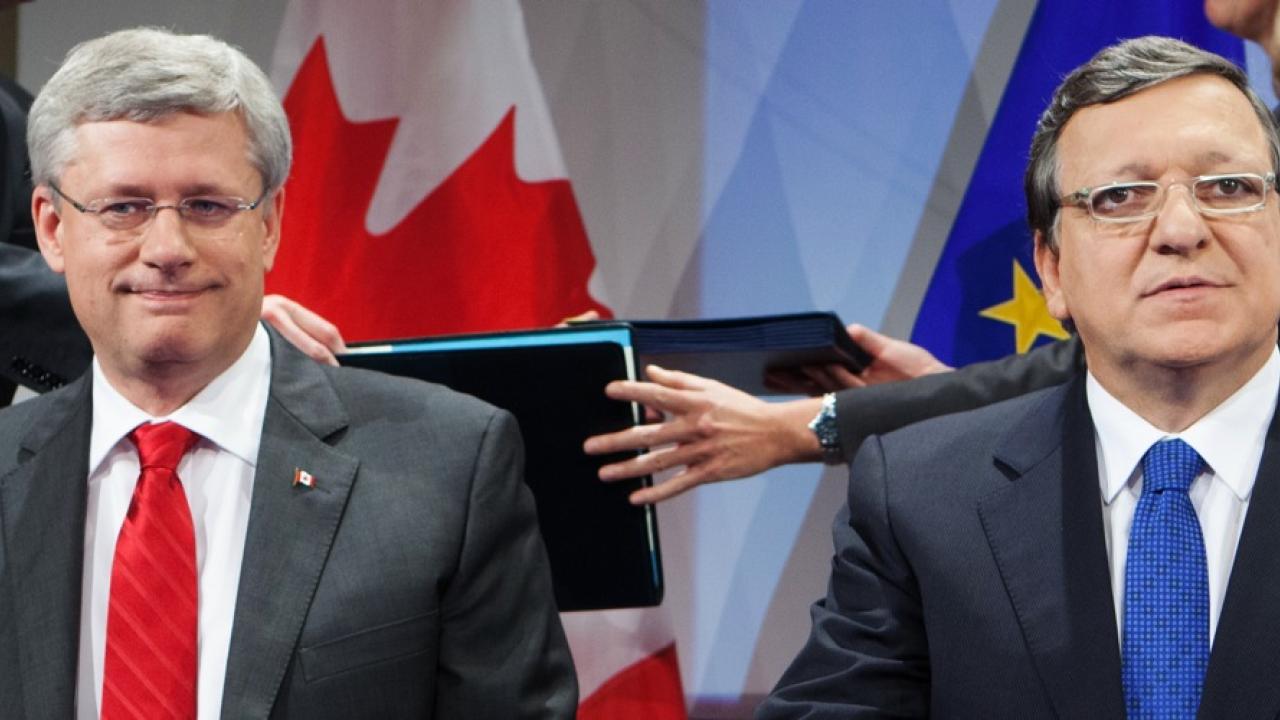 Den kanadensiske premiärministern Stephen Harper och EU-kommissionens ordförande José Manuel Barroso. Arkivbild.
