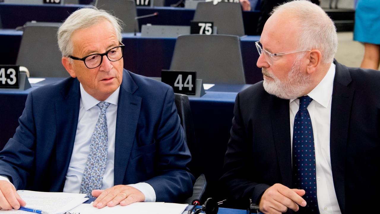 EU-kommissionens ordförande Jean-Claude Juncker och hans närmsta man Frans Timmermans. Arkivbild.