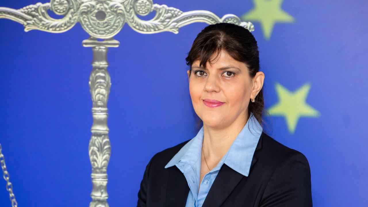 Chefsåklagaren för Europeiska åklagarmynidgheten Eppo, rumänskan Laura Kövesi. Arkivbild.