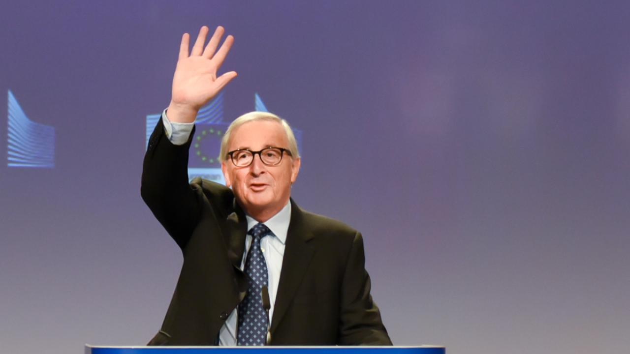 EU-kommissionens avgående ordförande Jean-Claude Juncker på fredagens presskonferens.