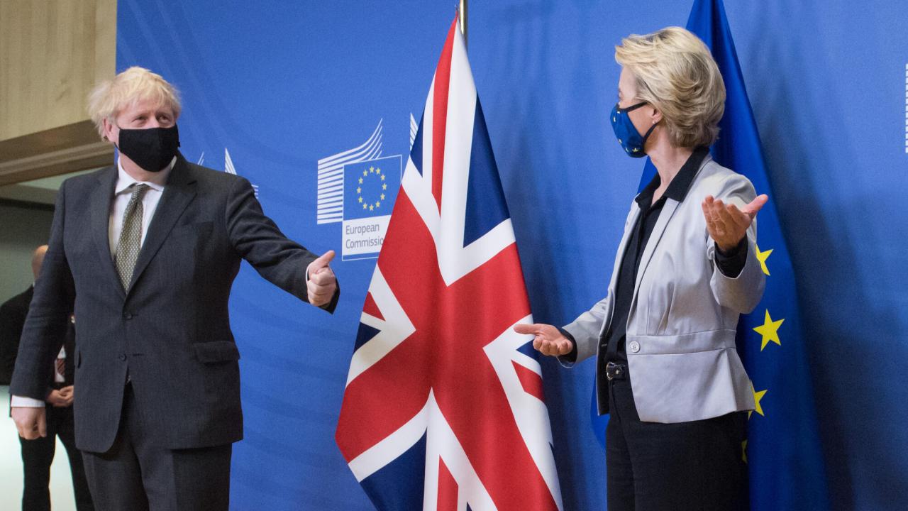 Storbritanniens premiärminister Boris Johnson och EU-kommissionens ordförande Ursula von der Leyen. Arkivbild