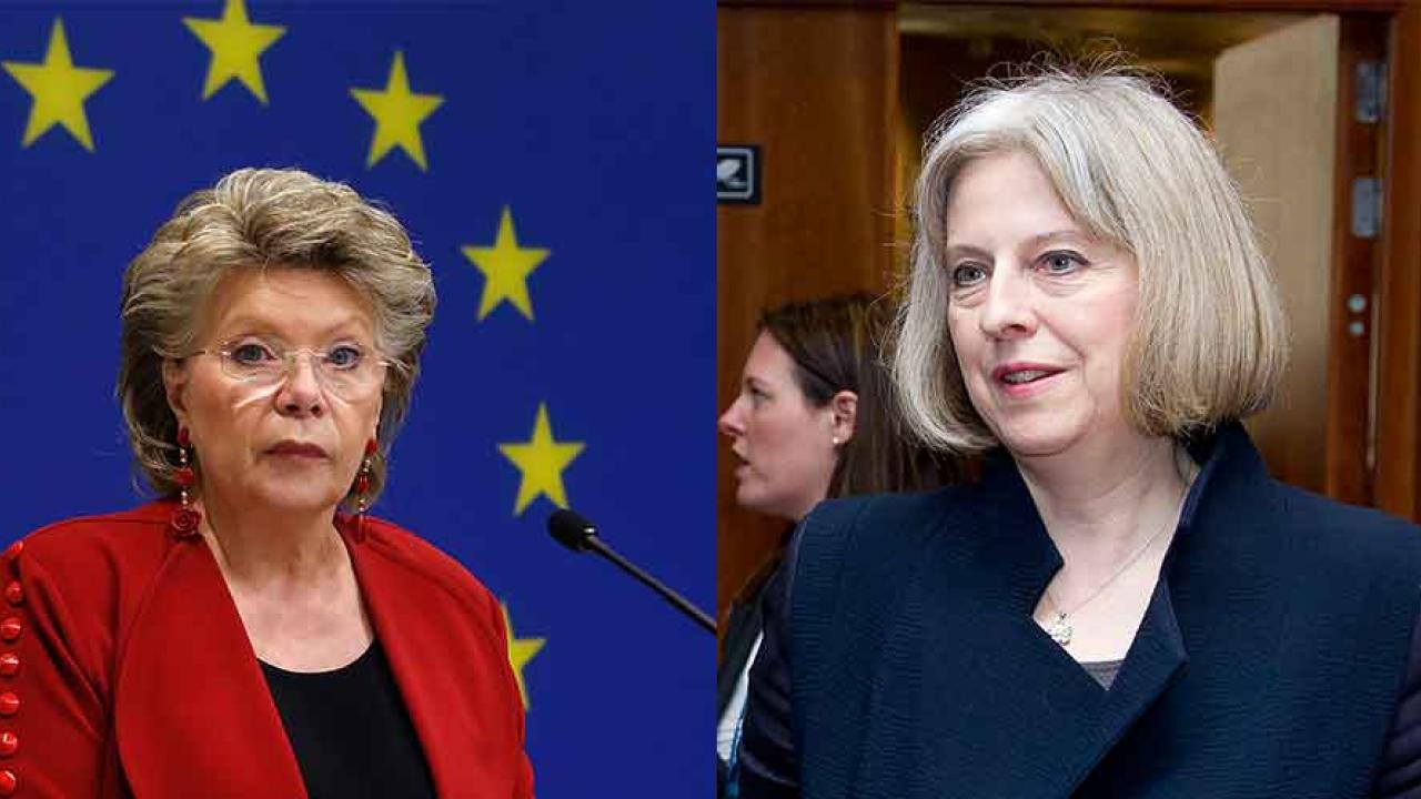 EU:s justitiekommissionär Viviane Reding och Storbritanniens inrikesminister Theresa May.