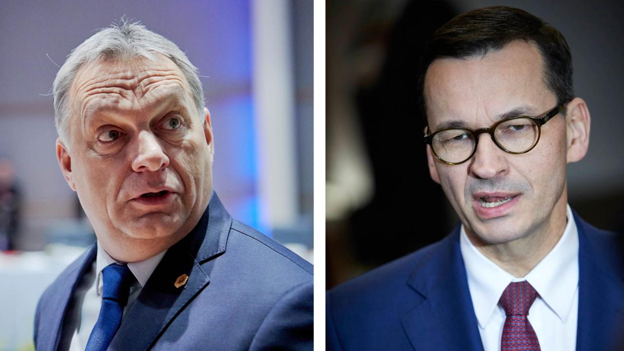 Ungerns premiärminister Viktor Orbán och Polens premiärminister Mateusz Morawieck. 