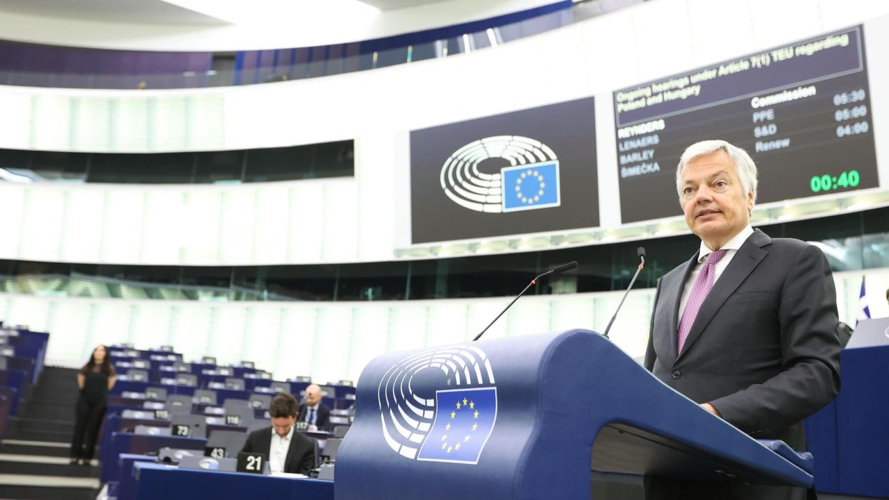 EU:s justitiekommissionär Didier Reynders deltog i dagens debatt i EU-parlamentet i Strasbourg. 