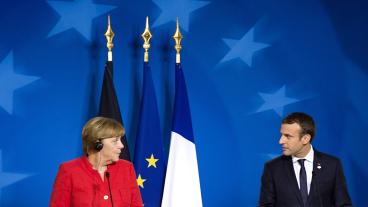 Tysklands förbundskansler Angela Merkel och Frankrikes president Emmanuel Macron. Arkivbild.