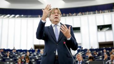 EU-parlamentets brexitföreträdare Guy Verhofstadt under tisdagens debatt.