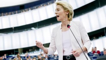 Ursula von der Leyen debatterade under närmare fyra timmar i EU-parlamentet inför omröstningen om hon får jobbet som kommissionens nästa ordförande. Arkivbild.