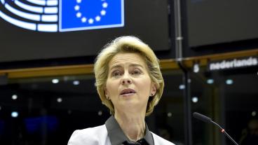 EU-kommissionens ordförande Ursula von der Leyen presenterar Europeiska gröna given i EU-parlamentet.