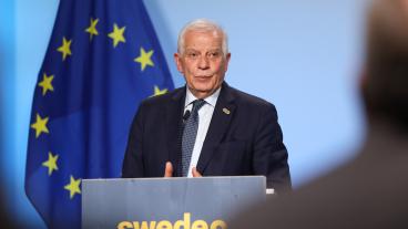 EU:s utrikesrepresentant Josep Borrell efter tisdagens och onsdagens informella försvarsministermöte. Arkivbild.