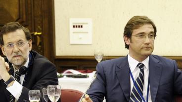 Spaniens premiärminister Mariano Rajoy och Portugals premiärminister Pedro Passos Coelho. Arkivbild.