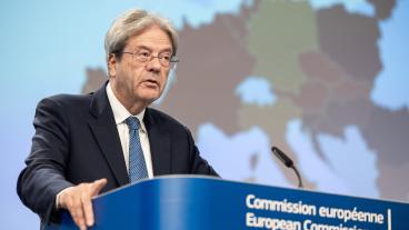 EU:s ekonomikommissionär Paolo Gentiloni, en socialdemokratisk tidigare italiensk premiärminister. 