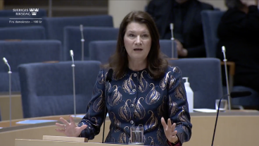 Utrikesminister Ann Linde (S) presenterar regeringens utrikespolitiska deklaration i riksdagen den 10 juni 2022. 