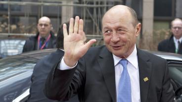 Rumäniens president Traian Basescu på EU-toppmötet i mars.