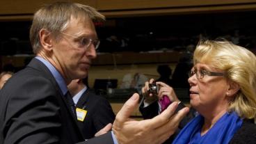 EU:s miljökommissionär Janez Potočnik och miljöminister Lena Ek. Arkivbild.