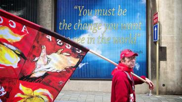 Arkivbild. Europafacket demonstrerar mot nedskäringar i EU-länderna. 