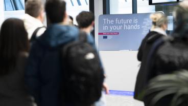 Deltagare i Framtidskonferensens medborgarpanel om EU i världen och migration, i Maastricht februari 2022. 