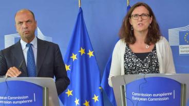 Itaiens inrikesminister Angelino Alfano och EU-kommissionär Cecilia Malmström.