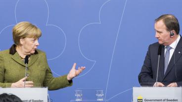 Tysklands förbundskansler Angela Merkel och Sveriges statsminister Stefan Löfven (S) ha träffats sex gånger på tu man hand. Arkivbild.