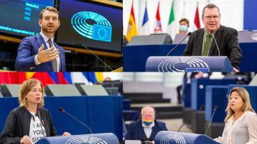 Jakop Dalunde (MP), Erik Bergkvist (S), Malin Björk (V) och Jessica Polfjärd (M) är några av de svenska klimatförhandlarna.