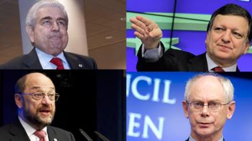 Christofias Cypern, Barroso EU-kommissionen, Schultz europaparlamentet och van Rompuy Europesiska Unionens Råd.. 