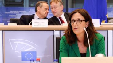 Cecilia Malmström under måndagens utfrågning.