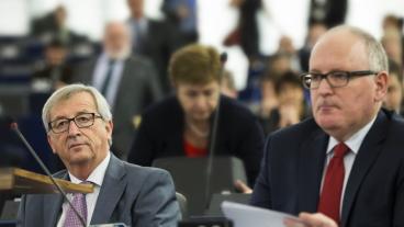 EU-kommissionens ordförande Jean-Claude Juncker och förste vice EU-kommissionär Frans Timmermans. 