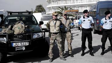 Frontex-vakter i Grekland. Arkivbild.