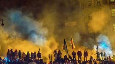 Protetser i Kiev Ukraina januari 2014.