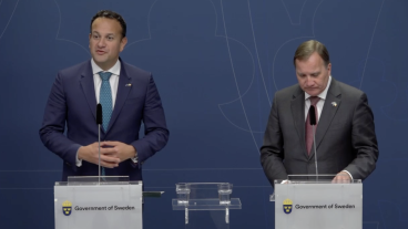 Irlands premiärminister Leo Varadkar och Sveriges statsminister Stefan Löfven vid torsdagens pressträff i Stockholm. 