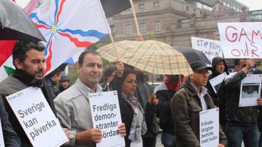 Demonstrationer i Stockholm till stöd för Syriens folk.